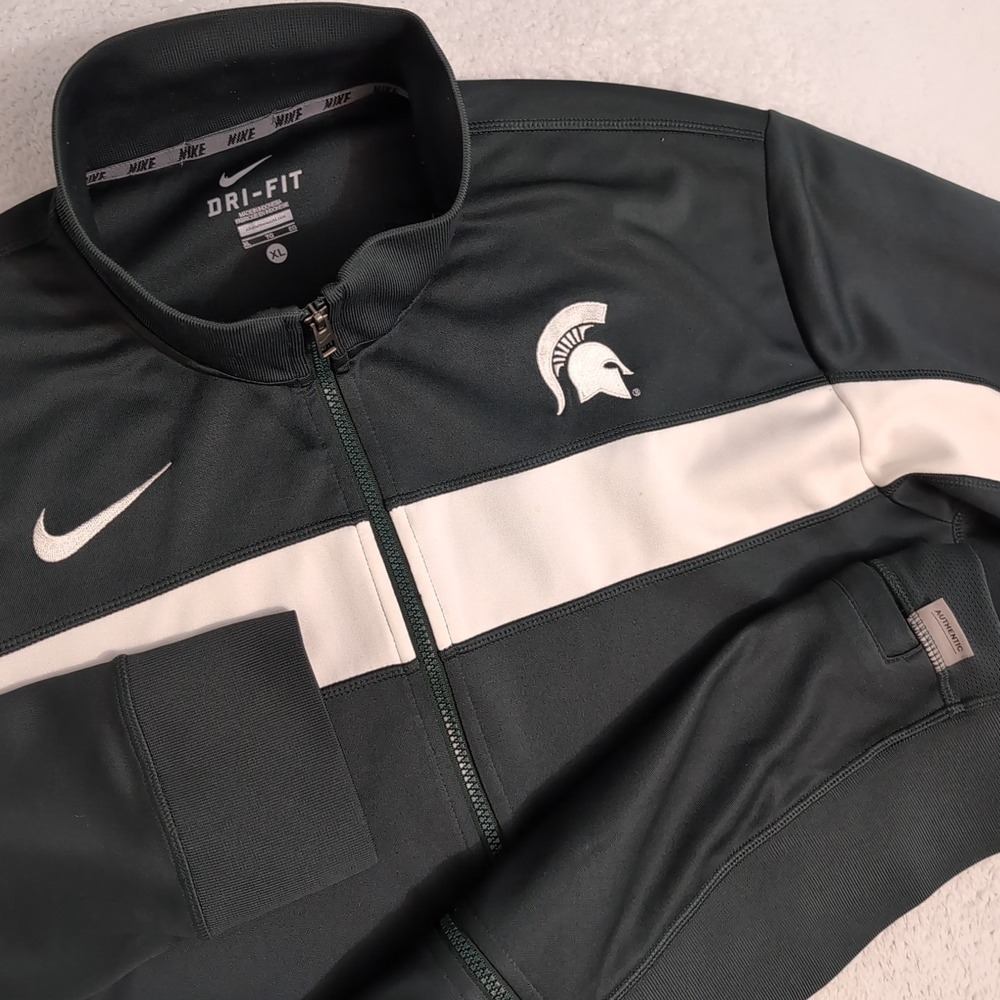 Nike Dri-FIT Dark Green and White Windbreaker Jacket